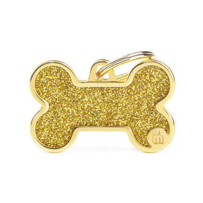 MYFAMILY® SHINE XL GOLDEN GLITTER BONE ID TAG